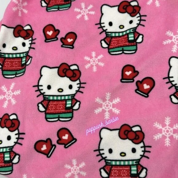 BRAND NEW Hello Kitty Winter‎ Snowflake Pink Pajama Pants MED or XS - Picture 2 of 5